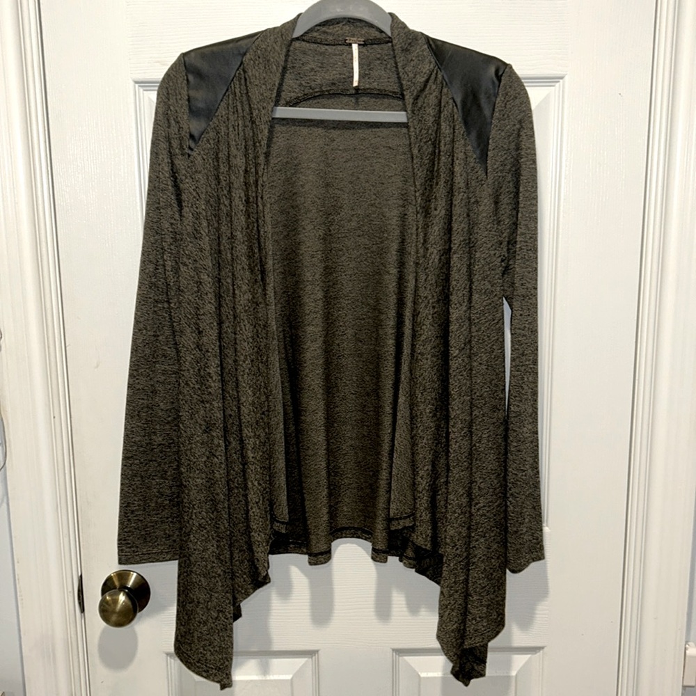 Pleather shoulder cardigan